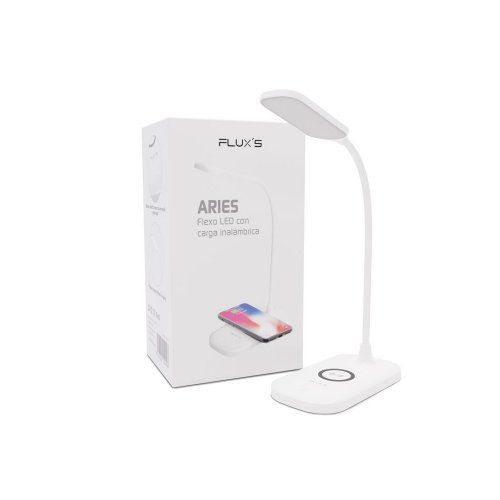 flexo con luz led fluxs qi aries 3w carga inalambrica color blanco