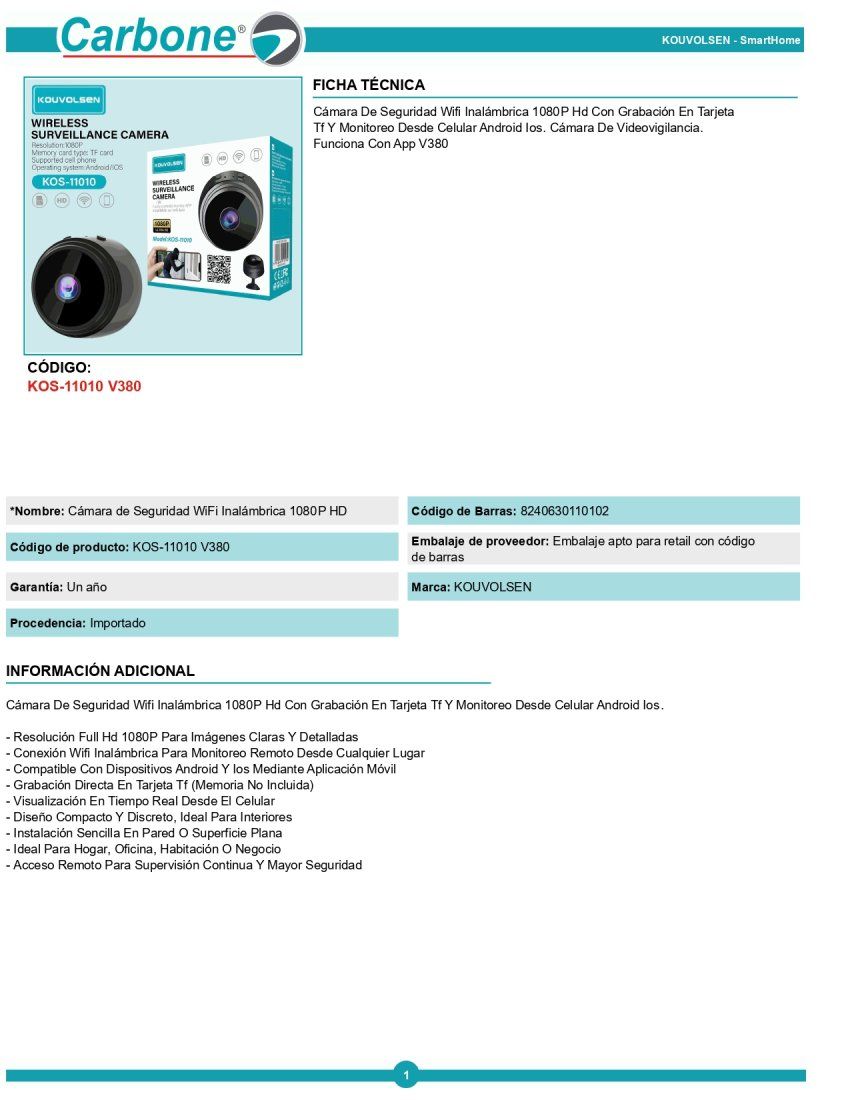 kos 11010 v380 camara de segurid page 0001