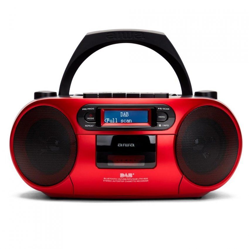 radio cassette aiwa bbtc 660 cd mp3 usb bluetooth color rojo
