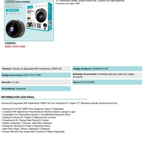 kos 11010 v380 camara de segurid page 0001